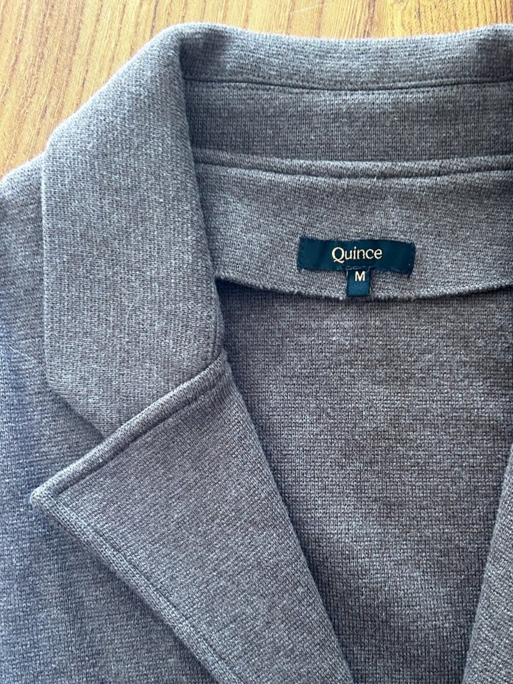 Quince 100% Organic Cotton Knit Blazer Heather Brown M - Picture 3 of 4